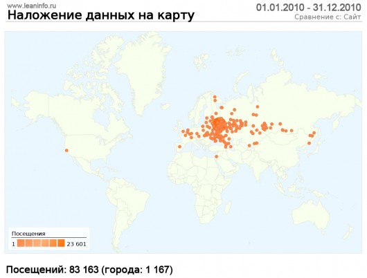 Посетители 2010. Города на карте